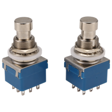 2Pcs Guitar Effect Switches 9-Pin 3Pdt Effects Pedal Box Stomp Foot Metal Switch True Bypass Blue