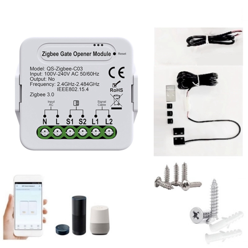 SmartZigbee Garage Door Opener - Remote Control Gate Accessory Compatible with & GoogleHome 2