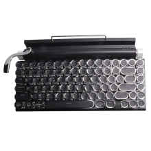 Retro Typewriter Keyboard Wireless Bluetooth USB Mechanical Punk Keycaps for Desktop PC/Laptop/Phone-Black