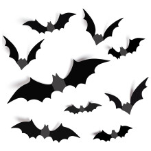 3D Black Bat Sticker Wall Decoration Halloween Party Indoor Outdoor Supplies