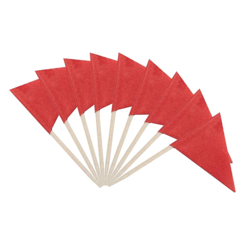 100 Pcs Solid Red Toothpick Flags Small Mini Plain Color Stick Cupcake Toppers DIY Decoration 1