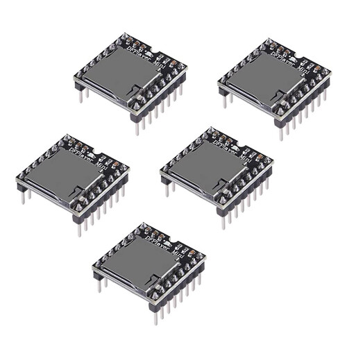 5Pcs YX5200 MP3 Player Audio Module Voice Decode Board Supporting TF Card U-Disk IO/Serial Port/AD 1