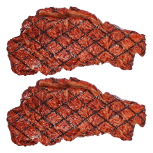 2Pcs Artificial PVC Steak Simulation Food Model Cooked Roast Beef Meat Home Kitchen Market Display Photography Props