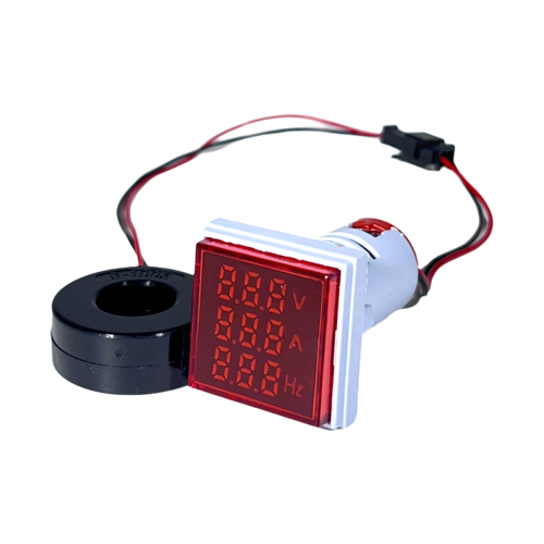 LED Digital Voltmeter Ammeter Hertz Meter AC6-500V Signal Lights Voltage Current Frequency Indicator Tester Red 2