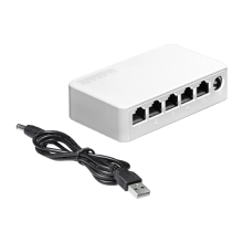 5 Port 100Mbps Ethernet Switch Mini Portable Network Hub Splitter with USB Cable for Home Dormitory Office
