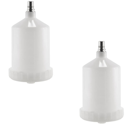 2 Pcs 600Ml Plastic Hvlp Paint Cup Pot for Sprayer Connector Jet