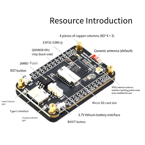 ESP32-S3 AMOLED 1.64-Inch Touch Display Screen Flash-16MB PSRAM-8MB WIFI Bluetooth Wireless Module 280x456 QSPI 2