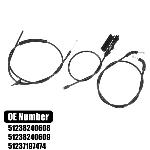 4Pcs/Set Car Front Center Rear Hood Release Cable Kit with Handle Bracket Assembly for E65 E66 2
