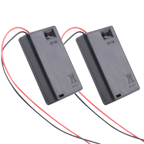 2 Pcs 3 x AAA 4.5V Battery Holder Case Box Wired ON/OFF Switch w Cover 2
