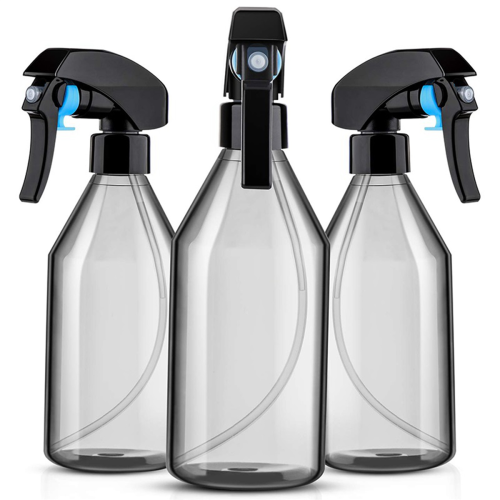 Plastic Bottles for Cleaning Solutions,10OZ Reusable Empty Container with Black Trigger Sprayer, 3Pack