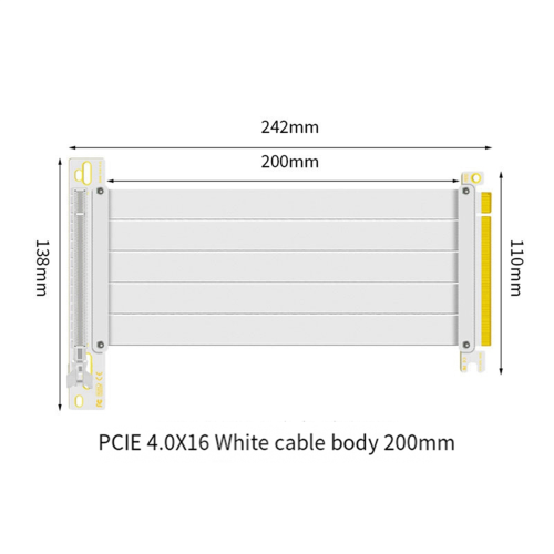 PCI-E 4.0 X16 Riser Cable Video Card 20cm Extension Shielded Flexible 90 Mounting GPU Cord White 2