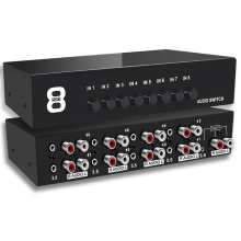 3.5mm Aux + L/R Bi-Directional Stereo Audio Switch 8 in-1 Out A/B Analog Switcher Selector