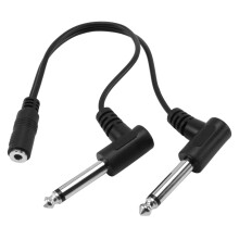 3.5mm Mini 1/8 inch TRS Stereo Female Jack to Dual 1/4 6.35mm Male Plug Mono Right Angle Audio Adapter Y Splitter Cable