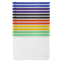 12PCS Binder Pockets A5 Size 6 Holes Zipper Pouch Folders for 6-Ring Notebook Loose Leaf Bags