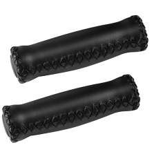 Bike Handlebar Grips,Hand-Stitched Retro Bicycle Grips,for Most 22.2mm (7/8Inch) Handlebar,Black