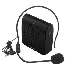 Portable Microphone Loud Speaker Mini Voice Amplifier with USB TF Card FM Radio for Teacher Tour Guide(Black)