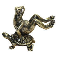 Antique Play Brass Tortoise Frog Miniature Statue Decoration Desk Home Bronze Sculpture