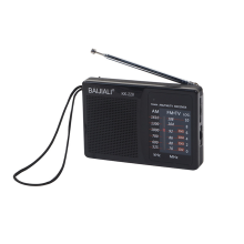 Mini Radio Receiver Retro Versatile FM AM Full-Wave Band Portable for Outdoor Camping Black