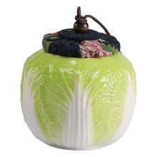 Ceramic Tea Jar Storage Canister Chinese Cabbage with Lid Organizer Tin for Sugar Coffee