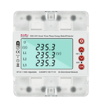 3 Phase 380V 100A Tuya WiFi Smart Bi-Directional Energy Power KWh Meter over Under Voltage Protector Relay Switch