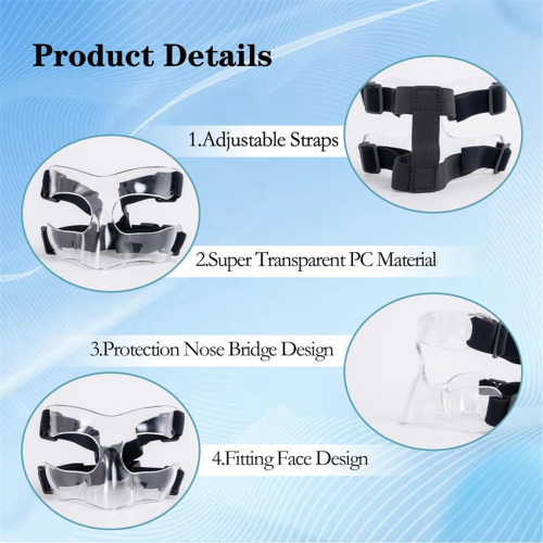 Nose Guard for Broken Nose, Adjustable Face Sports Training Mask Protector with Padding 2