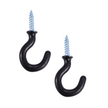 50 Pcs 1.1 inch Cup Mug Hooks Shouldered Metal Screw-in plastic coated Hanging Black
