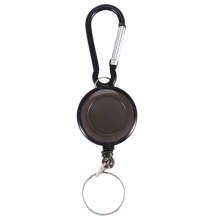 Lot 1 Badge Holder Winder Keychain Retractable Carabiner Belt Clip ID Card Holder-Black