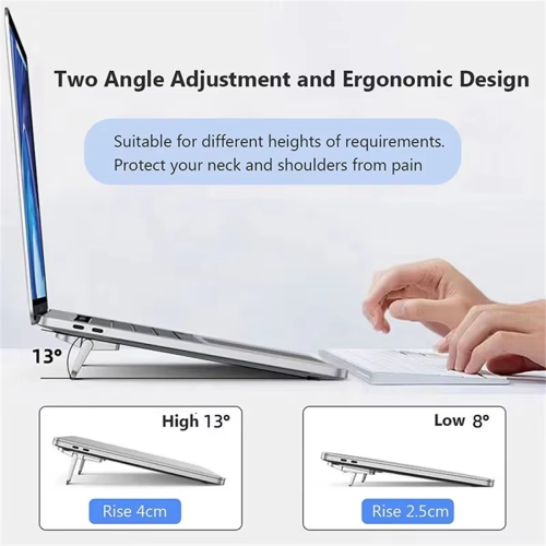 2Pcs Portable Laptop Stand Computer Riser Lift Self-Adhesive Foldable Notebook Adjustable Height Black 2