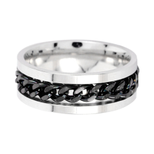 Cool Anti Stress Rotate Freely Chain Rings for Men Stainless Steel Anxiety Relaxing Ring Fidget Spinner C-62.5mm