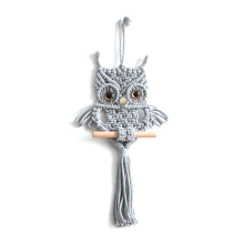 Owl Macrame Tapestry Woven Wall Hanging Pendant Ornament Bohemian Gray