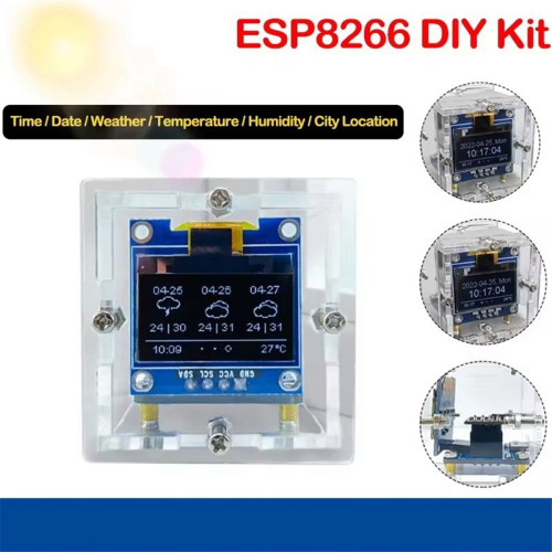 ESP8266 DIY Electronic Kit Mini Weather Forecast Clock WIFI Networked with OLED Display & Case Welding 2