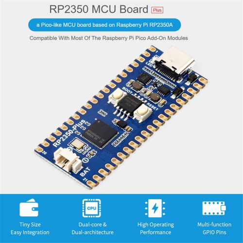 RP2350-Plus Development Board RP2350 Plus Microcontroller MCU Based on for No Soldered 2