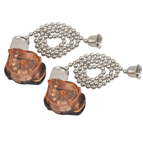 2pcs Ceiling Fan Light Switch,E87438 Lamp Switch with 11in Beaded Pull Chain,6A 125VAC, Electrical Chain 1
