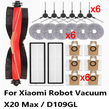 For Robot Vacuum X20 Max / D109GL Part Accessories Main Brush Side Filter Mop Cloth Dust Bag
