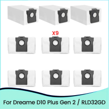 9PCS Replacement Dust Bags for D10 Plus Gen 2/RLD32GD Robot Vacuum Cleaner Parts Bag