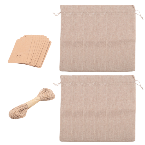 Burlap Wine Bags with Drawstrings, Single Reusable Bottle Covers Ropes and Tags (10 Pcs) 2