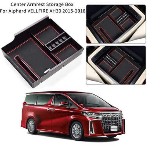 Armrest Storage Box for Alphard VELLFIRE AH30 2015-2018 Center Console Organizer Insert Cup Holder ABS Tray Pallet Container with USB Hole 2