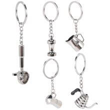 5PCS Coffee Tamper Keychain Espresso Portafilter Moka Pitcher Keyring Portable Accessories Gift