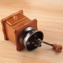 Coffee Bean Grinder Wooden Manual Hand Stainless Steel Retro Spice Mini Burr Mill with Ceramic