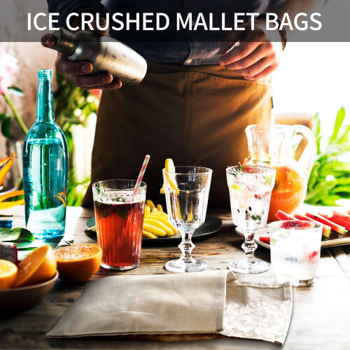 Ice Bag,Bartender Kit Crusher,Canvas Bag Set for Crushing, Bar Tools Accessory Home Bartenders 2Pcs 2