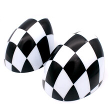 Car Checkered Mirror Caps Covers for R55 R56 R57 with Auto Powerfolding Mirrors Only