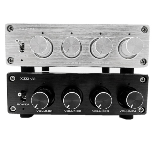 HIFI Lossless 1 Input 4 Output HUB Audio Distributor Signal Selector Switch Source Switcher Volume Amplifier(Silver) 2