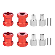 RC Car Metal 12mm Wheel Hex Hub 15mm Extension Coupler for AXIAL SCX10 D90 CC01 1/10 Crawler-Red