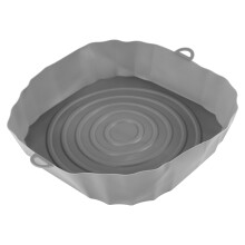 20Cm Air Fryers Oven Baking Tray Fried Chicken Basket Mat AirFryer Silicone Pot Round Replacemen Grill Pan Grey