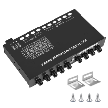 5-Band Car Audio Equalizer, Adjustable 5 Bands EQ Amplifier Graphic Equalizer with CD/AUX Input Select Switch,Black