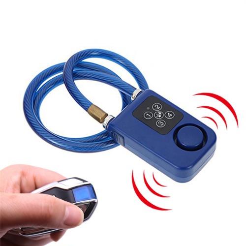 Cycling Security Lock Wireless Remote Control Anti-Theft Vibration Alarm Electric Code Chain Blue 1