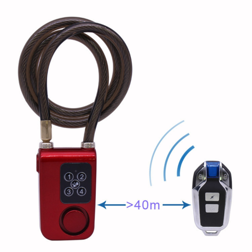 Cycling Security Lock Wireless Remote Control Anti-Theft Vibration Alarm Electric Code Chain Black 2