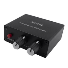 Audio Distributor Stereo Mixer 1 Input 2 Output Multi-Channel Splitter for Power Amplifier Active