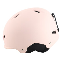 Women Men Snow Helmet with Earmuffs, Adjustable Goggle Strap, Black/Pink/White/Blue
