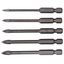 Set de forage Béton et Carrelage — 5 pièces — forets croisés hexagonaux en carbure pour maçonnerie et granit